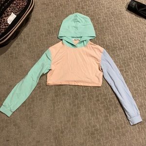 Colourblock crop hoodie